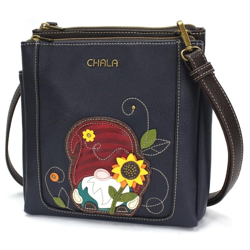 CHALA Merry Messenger RFID Protected Women Faux Leather Shoulder Purse with Adjustable Crossbody Strap - Gnome - navy - Image 1