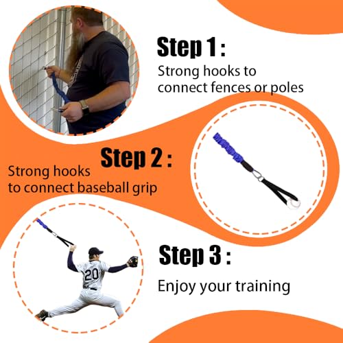 Davllin Baseball Resistance Trainer,Training Aid for Baseball Softball Pitchers,Interchangeable Grips to Build Arm Strength,Arm Bands for Players,Baseball Throwing Trainer,Great to Warm-Up - Image 4