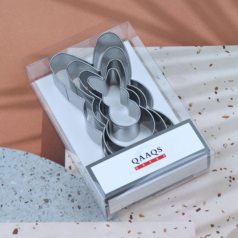 QAAQS Easter Bunny Cookie Cutter Set - 5 inch, 4 inch, 3 inch, 2 inch - 4 Piece Large Rabbit Cookie Cutters Shapes Molds - Stainless Steel - Image 5