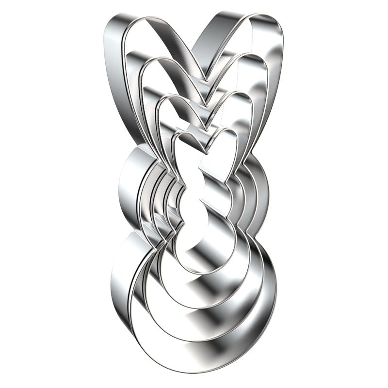 QAAQS Easter Bunny Cookie Cutter Set - 5 inch, 4 inch, 3 inch, 2 inch - 4 Piece Large Rabbit Cookie Cutters Shapes Molds - Stainless Steel - Image 1