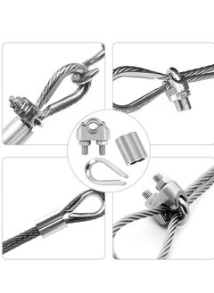 Excefore Wire Rope Accessory Set, 24pcs 304 Stainless Steel Cable Clamp Silver M2 Clip Clamp, Thimble, 2mm Aluminum Crimping Loop, for 1/8 inch  - Image 3