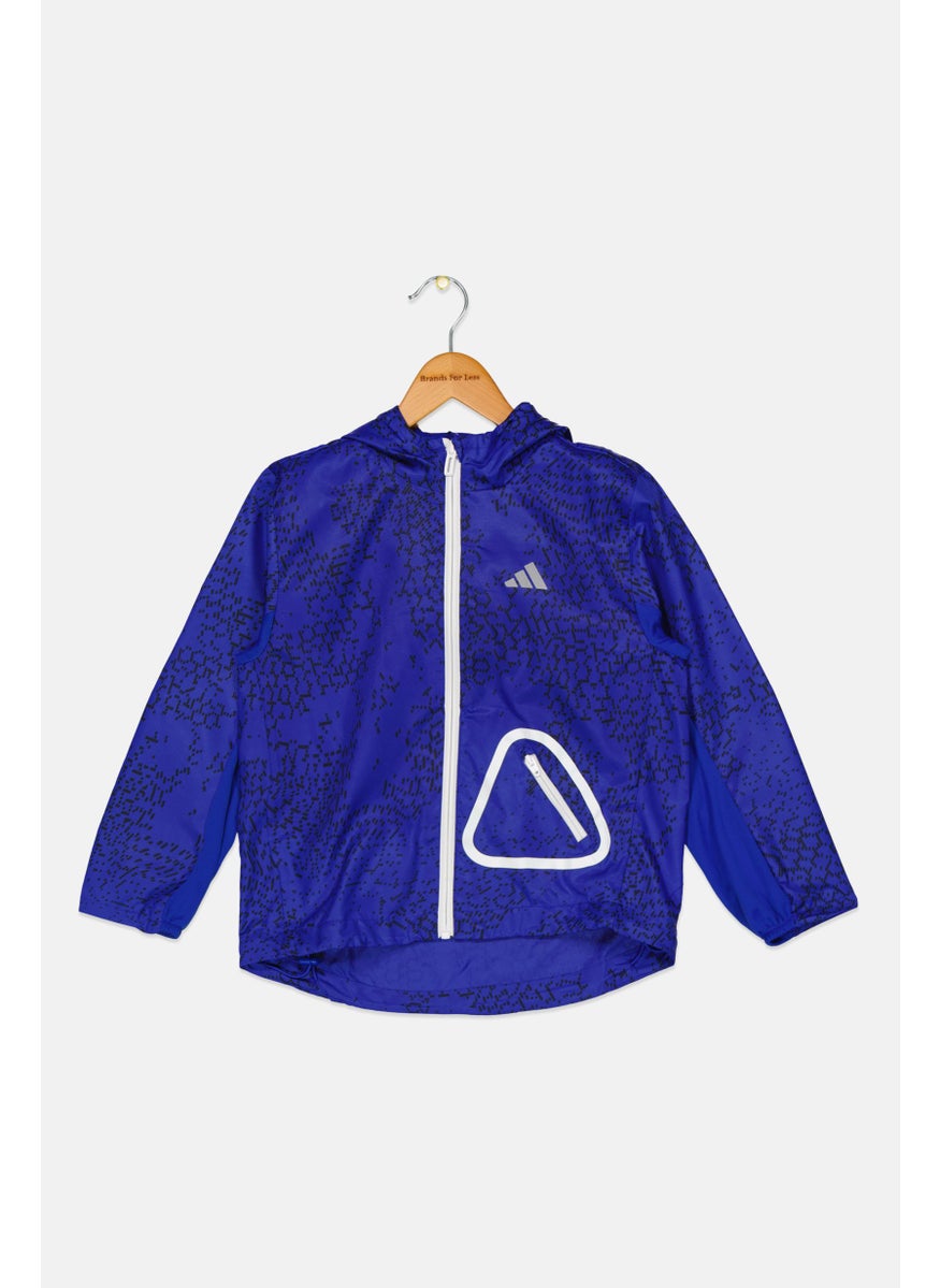 Adidas Kids Girl Sportswear Fit Long Sleeve Training Hoodie, Royal Blue/Black  - Image 1