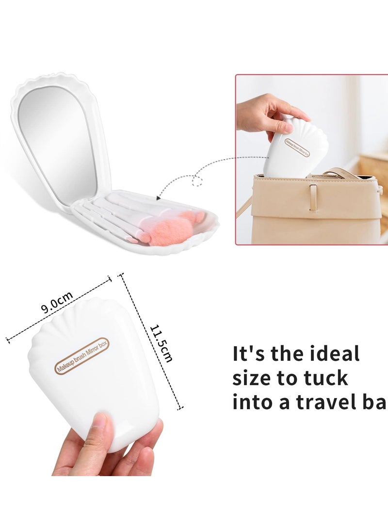 Portable 5-Piece Travel Makeup Brush Set with Mirror - Ideal for Flawless Foundation, Blush, Bronzer, and Eyeshadow Application - Image 5