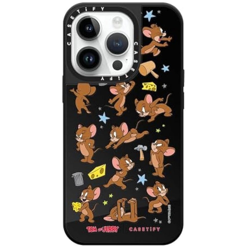 Casetify Mirror Case for iPhone 14 Pro 【Tom and Jerry Colab/Reflective / 4.9ft Drop Protection/Compatible with Magsafe】 - Jerry Pattern - Black on Black - Image 5