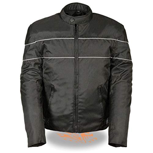 NexGen SH212102 Men's Black Textile Vented Moto Jacket with Reflective Piping - 2X-Large - Image 1