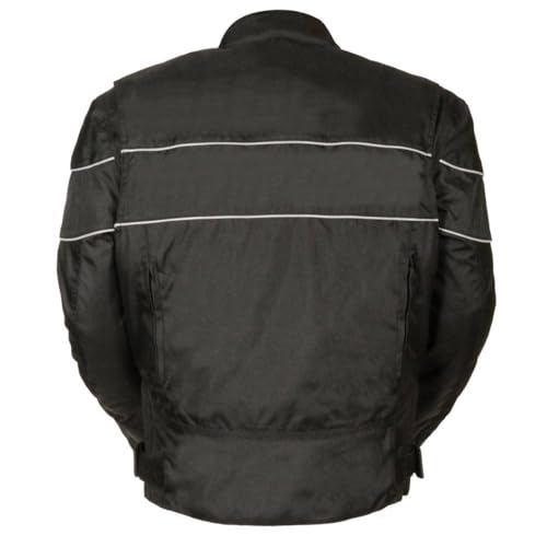 NexGen SH212102 Men's Black Textile Vented Moto Jacket with Reflective Piping - 2X-Large - Image 2