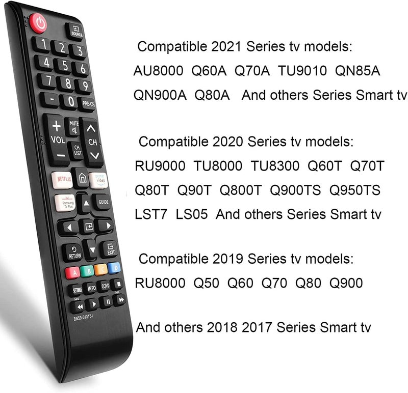 KPDP Compatible with Samsung tv Remote Control Universal Replacement Remote for Original Samsung LCD LED OLED QLED UHD HD Plasma 3D Smart Hub Television with Netflix and Prime Video Hotkeys - Image 4