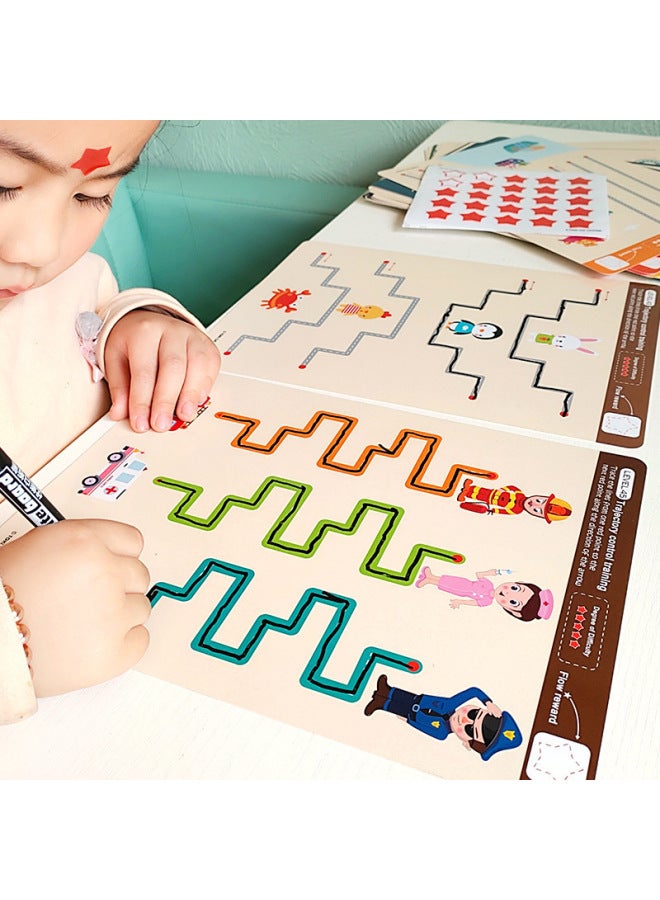 Little Houniao Fun Control Pen Point Painting Training Card Kindergarten Maze Teaching Aids Children's Concentration Early Education Toys-Color:Brush Line Level 2  - Image 4