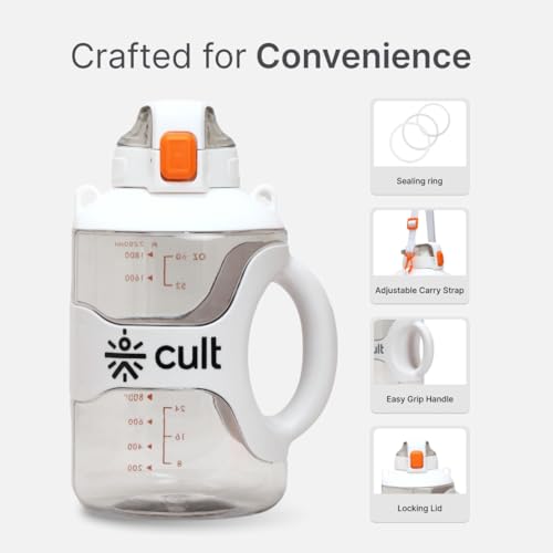 CULT Gallon Water Bottle 2.2 Litre for Men & Women – BPA-Free, Leakproof, Durable, Easy to Carry with Handle – Large Capacity Gym, Fitness, Sports & Outdoor Hydration Bottle – White - Image 5