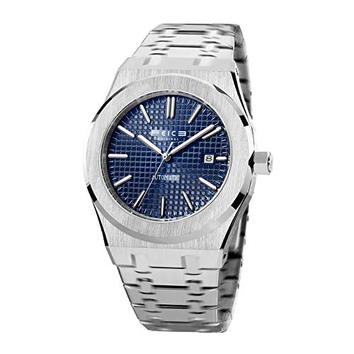 FEICE Mens Watches Automatic Stainless Steel Waterproof Date Analog Mechanical Watch Business Wrist Watches for Men Luminous Sport Watch 42MM Case FF019 Blue - Image 1