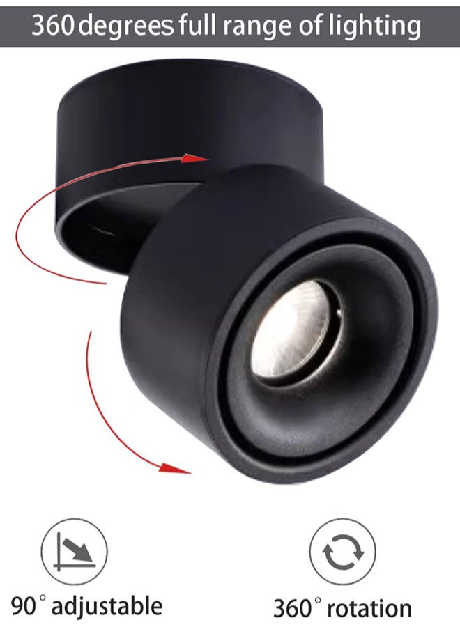 LED ضوء السقف قابل للتعديل اتجاهي أسود سطح شنت النازل COB 12W 4000K الألومنيوم Netural لمعرض المدخل عرض غرفة المعيشة - Image 4
