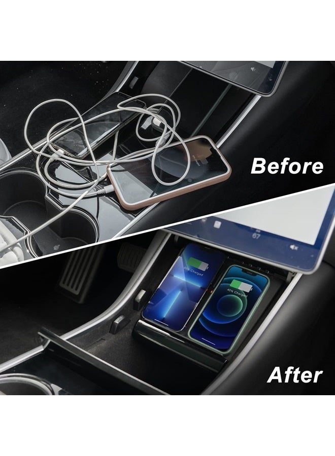 Tesla Model 3 Wireless Charger [2020 Version], Wireless Phone Charging Pad M3 Accessories Tesla Gift for iPhone 13/12Pro/12/Samsung Enabled Phones-Compatible All Tesla Model 3(Before Jun 2020)