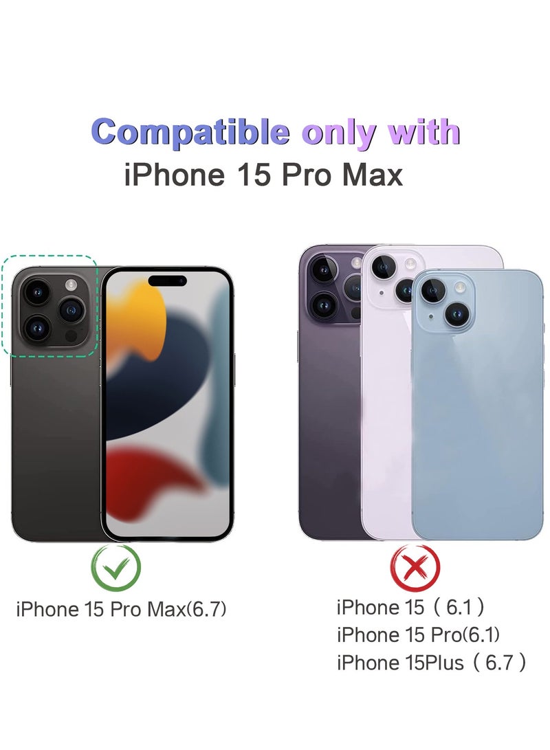 TLAXCA 4 in 1 for iPhone 15 Pro Max Case Drop Protection iPhone 15 Pro Max Clear Cover with 2 x Tempered Glass Screen Protector 1 x Universal Cell Phone Lanyard Air Guard Corners Hard Acrylic - Image 2