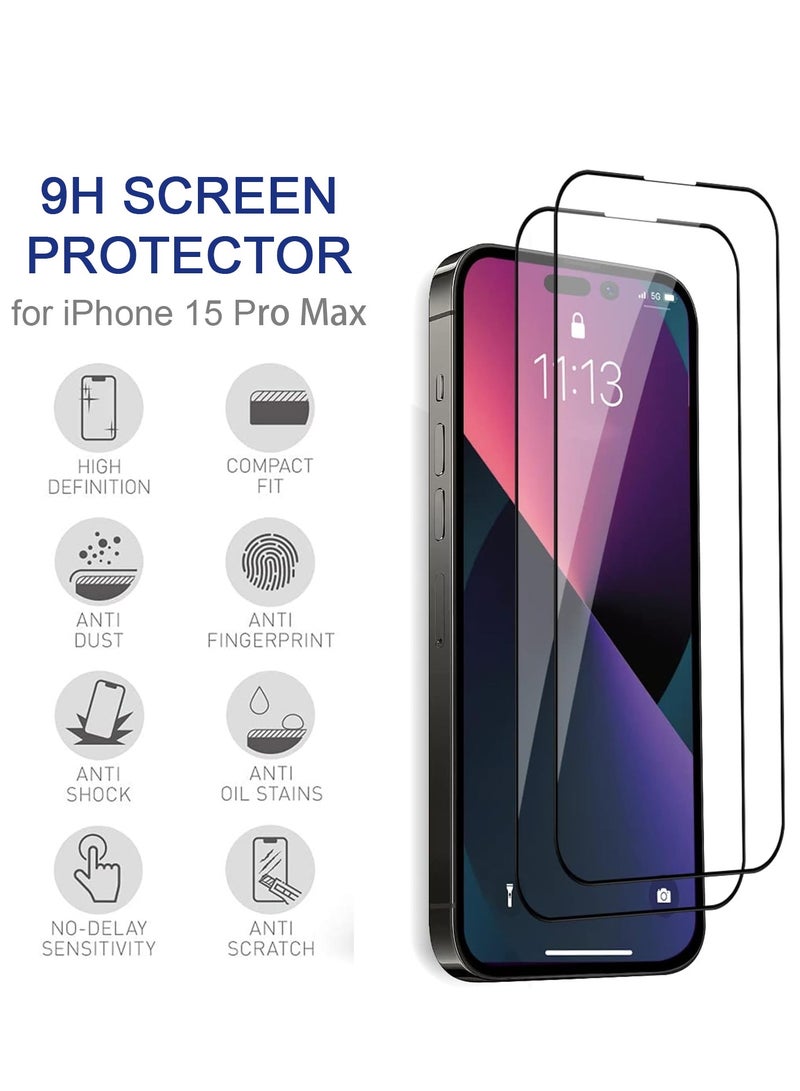 TLAXCA 4 in 1 for iPhone 15 Pro Max Case Drop Protection iPhone 15 Pro Max Clear Cover with 2 x Tempered Glass Screen Protector 1 x Universal Cell Phone Lanyard Air Guard Corners Hard Acrylic - Image 3