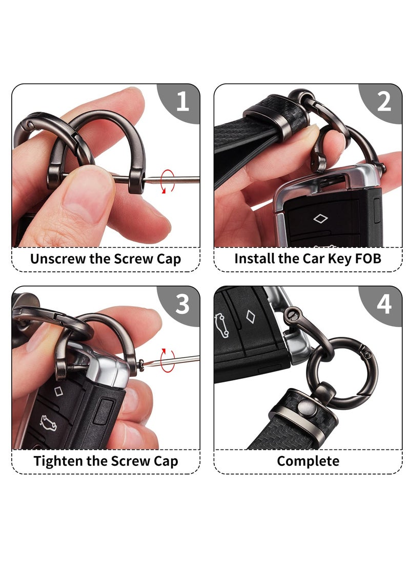 SYOSI - Carbon Fiber Style Car Keychain Microfiber Leather Key Chain Universal Chains for Fobs Men and Women - Image 1