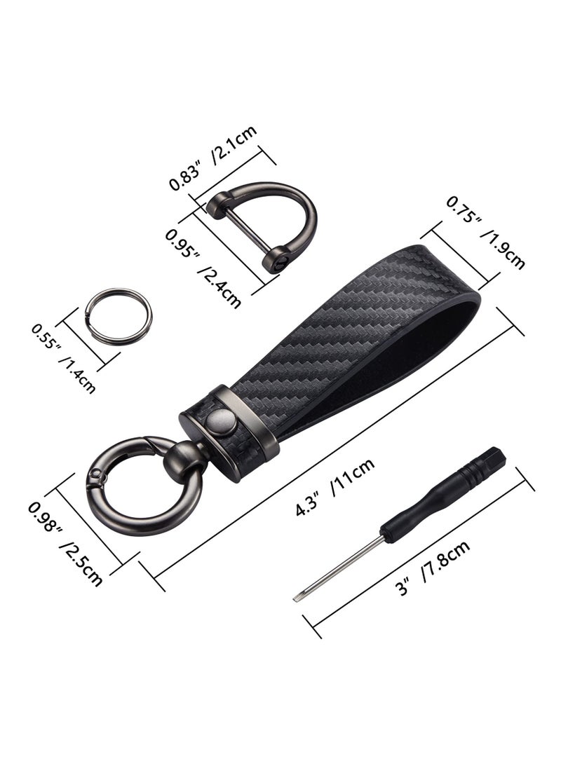 SYOSI - Carbon Fiber Style Car Keychain Microfiber Leather Key Chain Universal Chains for Fobs Men and Women - Image 1