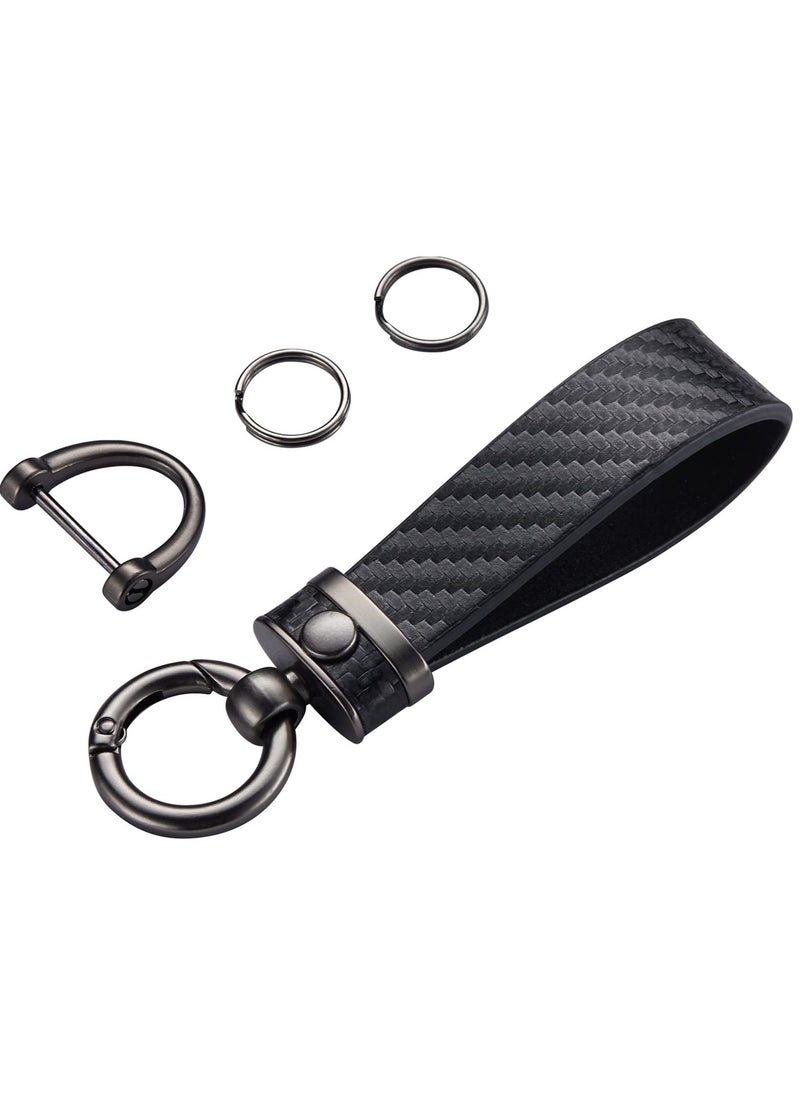 SYOSI - Carbon Fiber Style Car Keychain Microfiber Leather Key Chain Universal Chains for Fobs Men and Women - Image 1