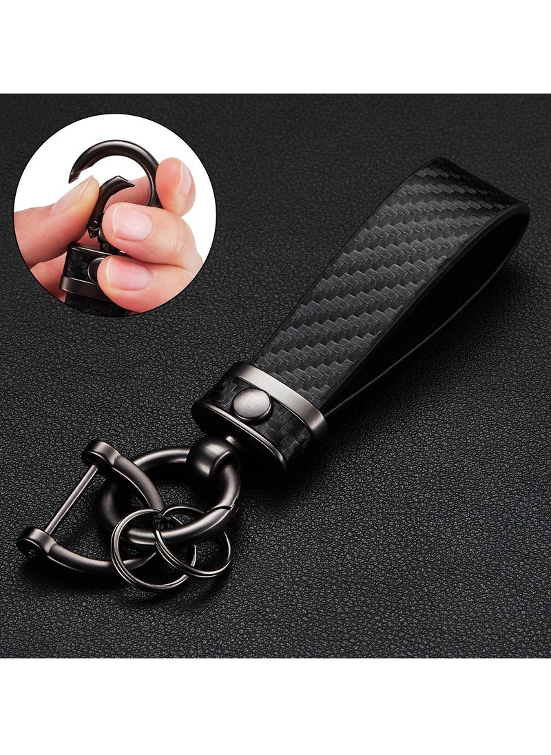 SYOSI - Carbon Fiber Style Car Keychain Microfiber Leather Key Chain Universal Chains for Fobs Men and Women - Image 1