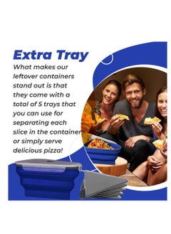 Y&D Pizza Storage Container, Collapsible Silicone Space Saving Design and Adjustable Caddy, with Microwavable Trays, Microwave, & Dishwasher Safe  - Image 5