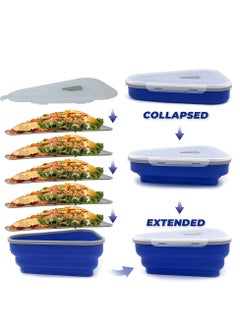 Y&D Pizza Storage Container, Collapsible Silicone Space Saving Design and Adjustable Caddy, with Microwavable Trays, Microwave, & Dishwasher Safe  - Image 2