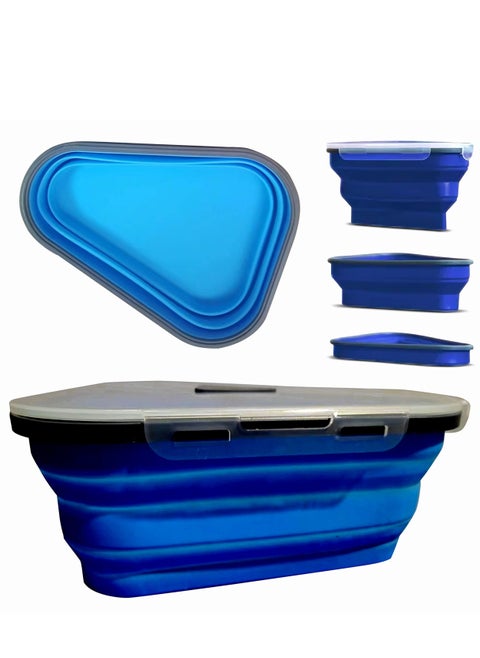 Pizza Storage Container, Collapsible Silicone Space Saving Design and Adjustable Caddy, with Microwavable Trays, Microwave, & Dishwasher Safe
