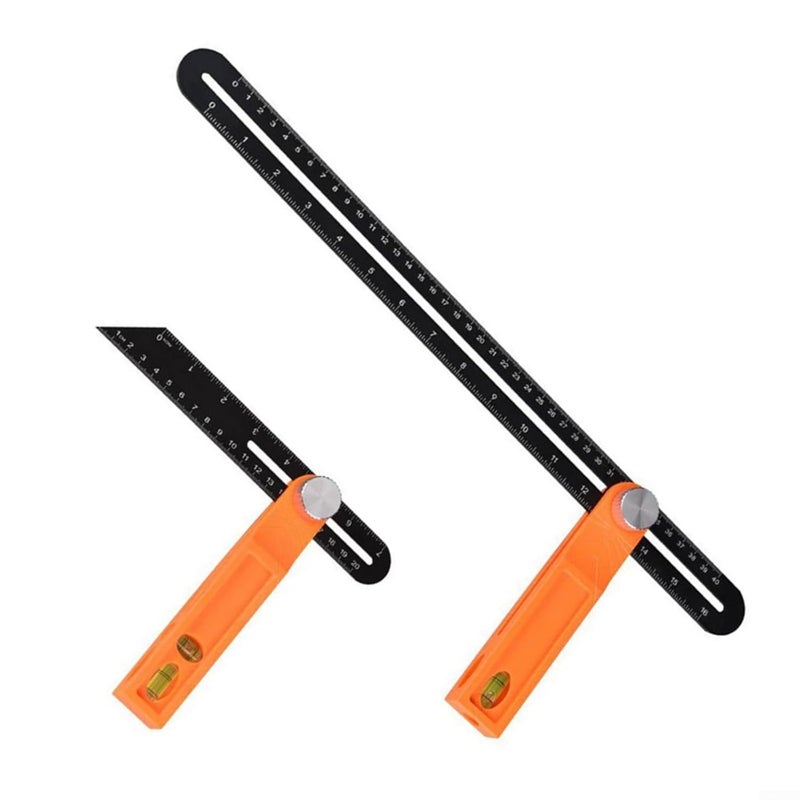 20cm Aluminum Alloy Angle Ruler Set With Tri Square Sliding T Bevel And Level Ruler - Image 2