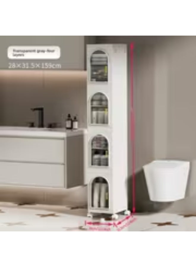 إيروريكس خزانة تخزين قابلة للطي للمساحات الضيقة بعجلات – منظم بلاستيك متحرك بمقبض للمطبخ والحمام والمكتب - Image 1