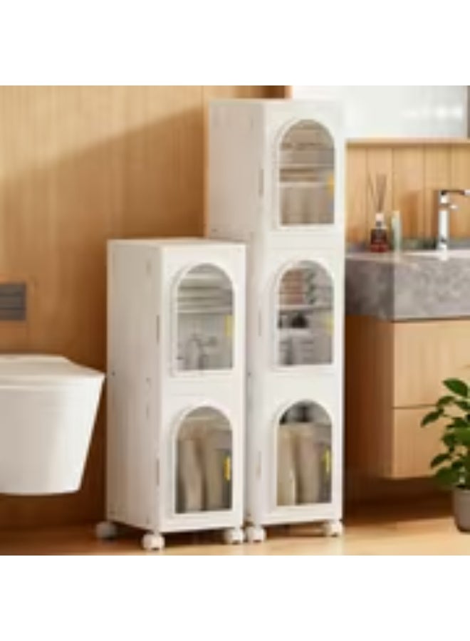 إيروريكس خزانة تخزين قابلة للطي للمساحات الضيقة بعجلات – منظم بلاستيك متحرك بمقبض للمطبخ والحمام والمكتب - Image 5