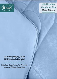 Rose ROSE Luxurious Flory Comforter, Premium Cotton Alternative Microfiber, Set of 4 pieces, Super Soft Cozy Breathable Cooling Lightweight, Extra Twin size 260x170 cm, Light Blue  - Image 4