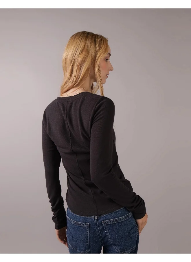 امريكان ايجل AE Long-Sleeve Long & Lean Logo Graphic Thermal T-Shirt