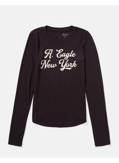 American Eagle AE Long-Sleeve Long & Lean Logo Graphic Thermal T-Shirt  - Image 2