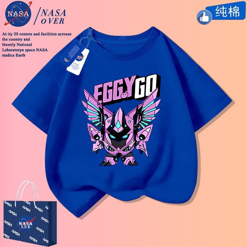 Nasa Joint Egg Boy Golden Knight Pure Cotton Short-Sleeved Boys Handsome Cartoon T-Shirt Big Kids Fashionable Half-Sleeved - Image 1
