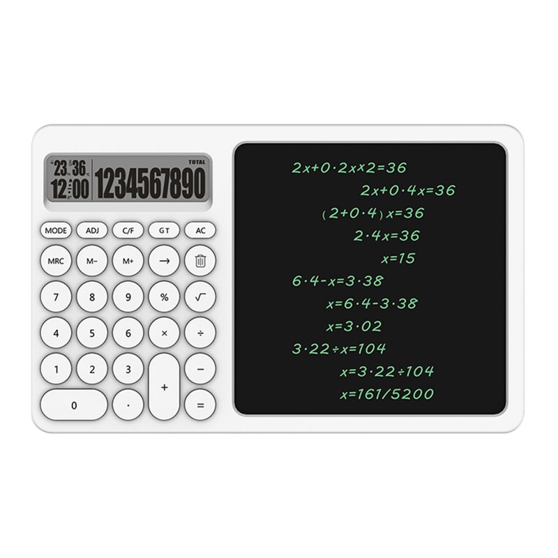10 Digit Calculator with Writing Tablet Time Function LCD Display Desk Calculator with Erasable Handwriting Notepad Basic Calculator for Office School Home Business - Image 1