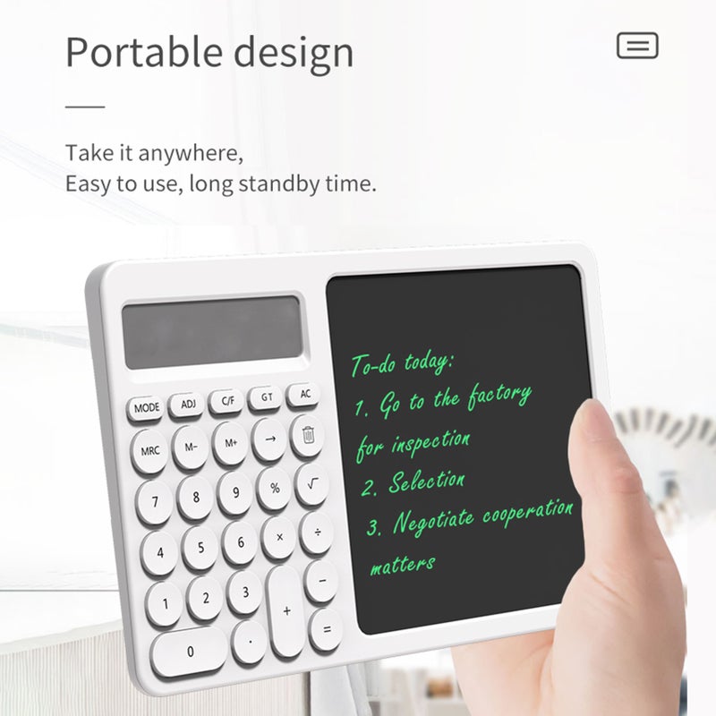 10 Digit Calculator with Writing Tablet Time Function LCD Display Desk Calculator with Erasable Handwriting Notepad Basic Calculator for Office School Home Business - Image 5