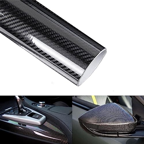 LIVECOOL Carbon Fiber Vinyl Wrap Roll 5D Glossy Car Wrap Film Featuring Bubble Free Air Release Technology, Car Moto DIY Interior Exterior (5D Carbon Fiber Vinyl, 12 X 24 Inch) - Image 1