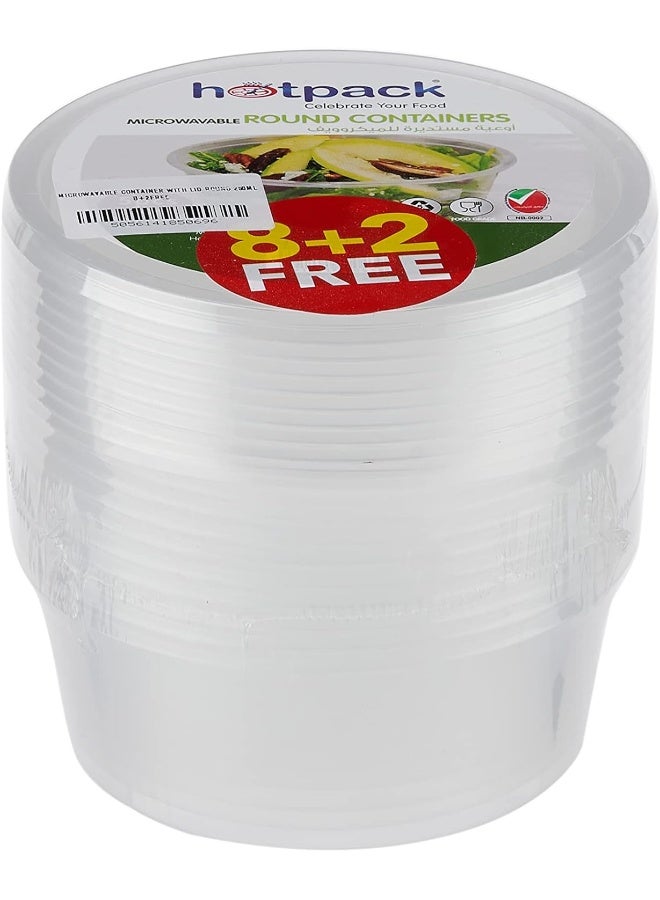 Hotpack Microwavable Container with Lid Round 250ml 8+2 FREE - Image 2