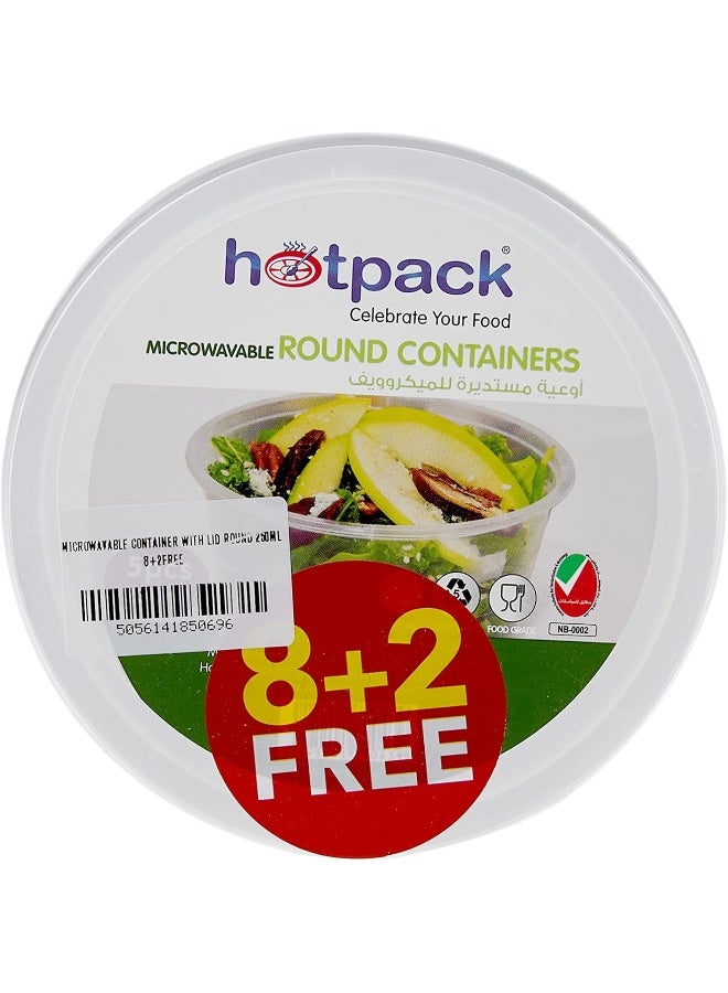 Hotpack Microwavable Container with Lid Round 250ml 8+2 FREE - Image 1