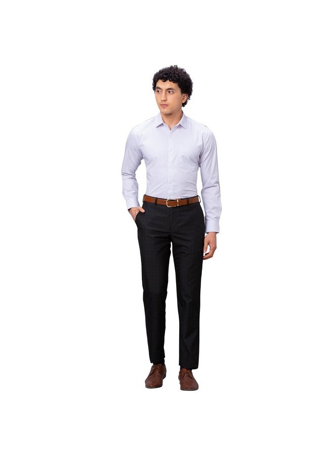 Park Avenue - Park Avenue Men's Slim Fit Pure Cotton Full Sleeve Semi Cutaway Collar Stripe Pattern Light Violet Formal Shirt (Size: 39)-PMSX18010-V2 - Image 1