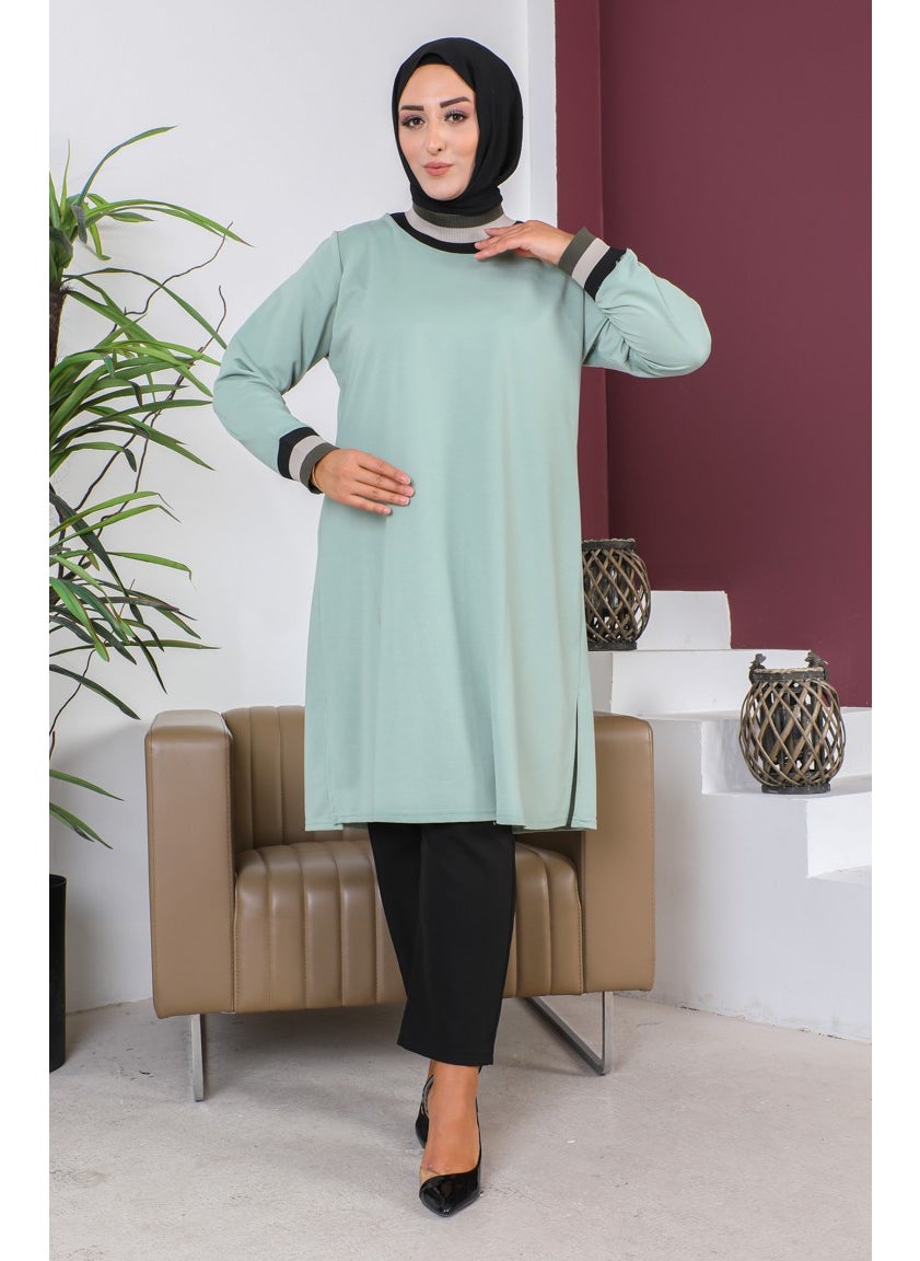 Sefa Merve Plus Size Ribbed Tunic 2030-02 Mint Green  - Image 3
