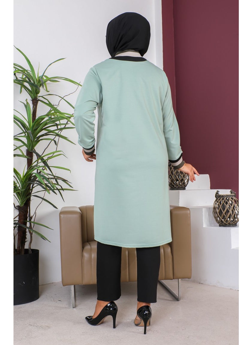 Sefa Merve Plus Size Ribbed Tunic 2030-02 Mint Green  - Image 5