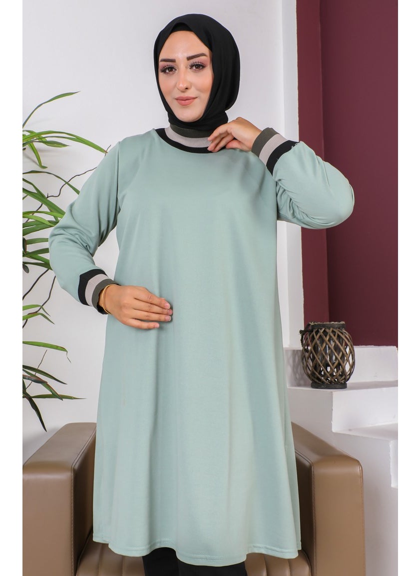 Sefa Merve Plus Size Ribbed Tunic 2030-02 Mint Green  - Image 4