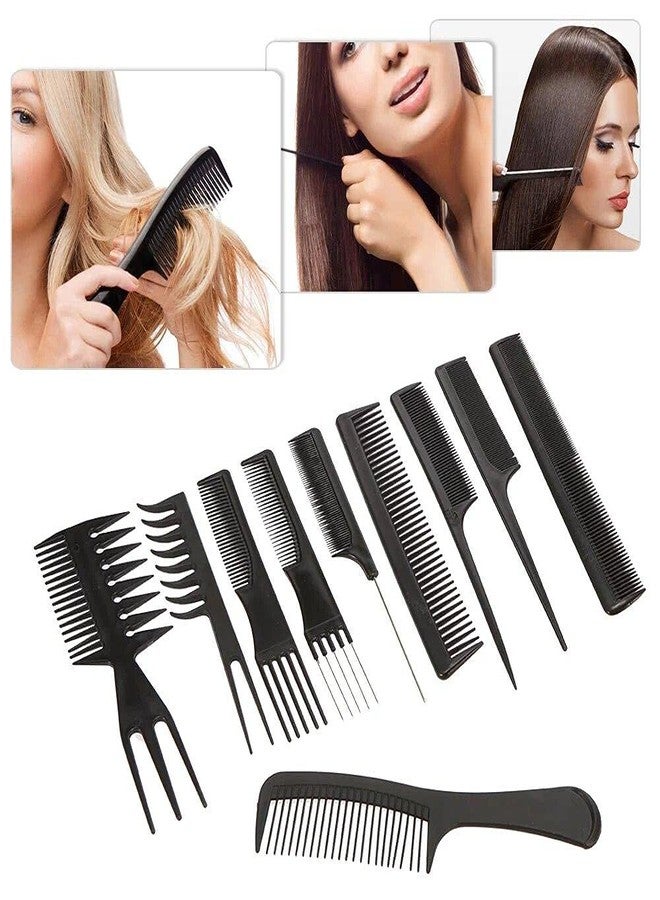 NMS TRADERS 10 Professional Multipurpose Hair Cutting Hair Style Comb Set For Salon, Hair Comb | Hair Accessories | Hair brush | Hair Cutting & Styling Comb Kit | Kangi for smooth baal | Set Of 10, Black - Image 5
