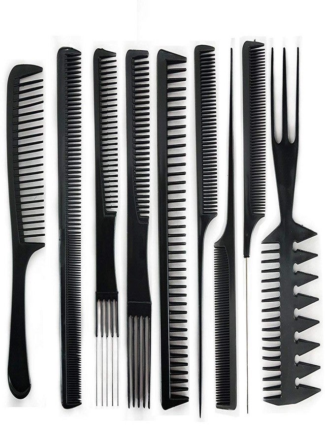 NMS TRADERS 10 Professional Multipurpose Hair Cutting Hair Style Comb Set For Salon, Hair Comb | Hair Accessories | Hair brush | Hair Cutting & Styling Comb Kit | Kangi for smooth baal | Set Of 10, Black - Image 1