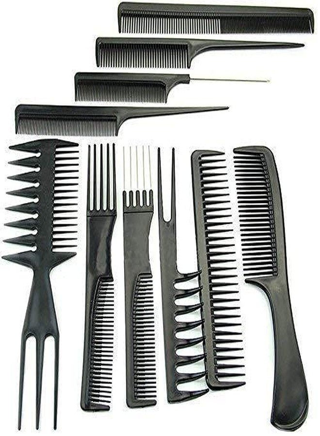 NMS TRADERS 10 Professional Multipurpose Hair Cutting Hair Style Comb Set For Salon, Hair Comb | Hair Accessories | Hair brush | Hair Cutting & Styling Comb Kit | Kangi for smooth baal | Set Of 10, Black - Image 2