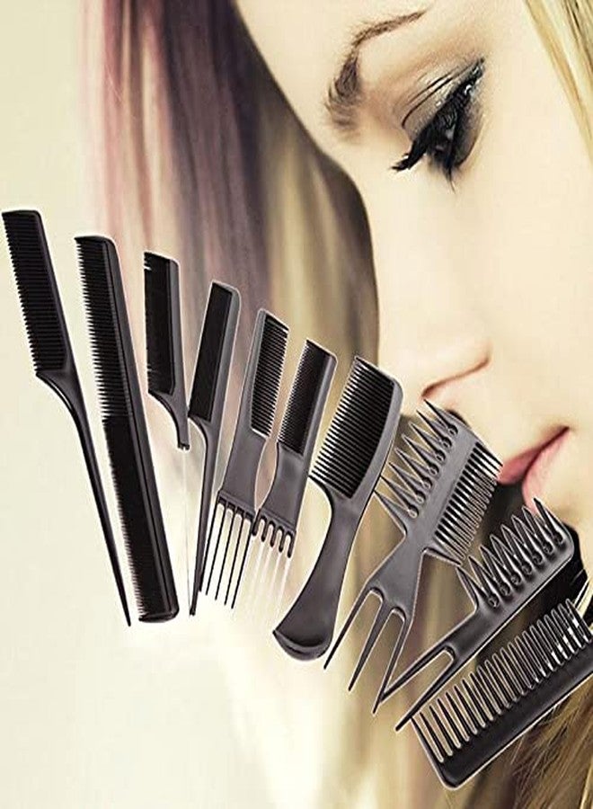 NMS TRADERS 10 Professional Multipurpose Hair Cutting Hair Style Comb Set For Salon, Hair Comb | Hair Accessories | Hair brush | Hair Cutting & Styling Comb Kit | Kangi for smooth baal | Set Of 10, Black - Image 4