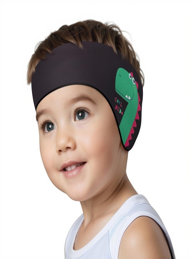 HeySplash Swimming Headband, Neoprene Waterproof High Elastic Hair Band with Living Unicorn Pattern for Swimming and Surfing, S - Black Dinosaur - Image 1