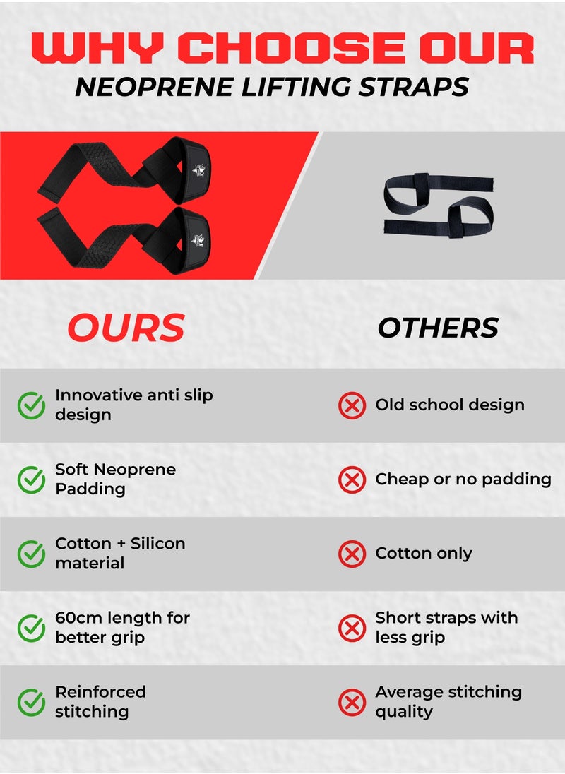 Weight Lifting Straps, Gym Straps for Weight Lifting Support, Powerlifting, Bodybuilding & Fitness, Adjustable Wrist Straps for Men & Women - Strength Training Gym Accessories (Black)