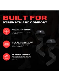 FIT TRIBE Weight Lifting Straps, Gym Straps for Weight Lifting Support, Powerlifting, Bodybuilding & Fitness, Adjustable Wrist Straps for Men & Women - Strength Training Gym Accessories (Black)  - Image 5