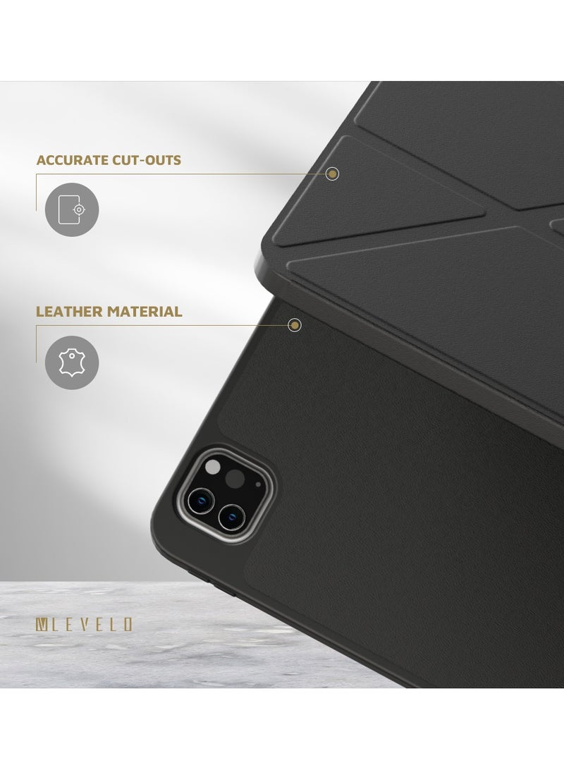 LEVELO Elegant Hybrid Leather Case for iPad Pro 12.9 /Shock Absorbent/Bumper Case/Precise Cut-Outs- Black - Image 3