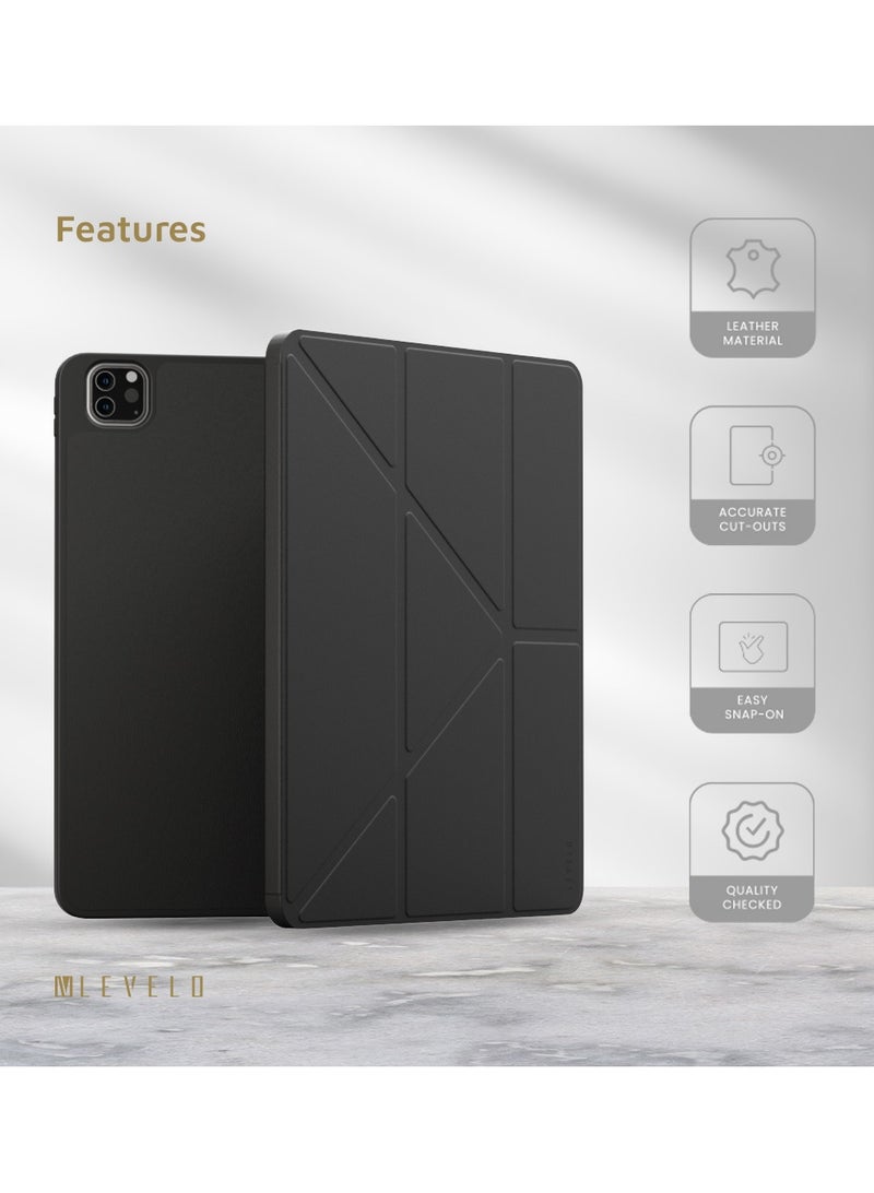LEVELO Elegant Hybrid Leather Case for iPad Pro 12.9 /Shock Absorbent/Bumper Case/Precise Cut-Outs- Black - Image 2